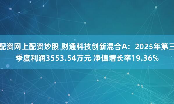 配资网上配资炒股 财通科技创新混合A：2025年第三季度利润3553.54万元 净值增长率19.36%